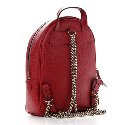 Gucci Pebbled Calfskin Soho Chain Backpack Hibiscus Red 3 of 9