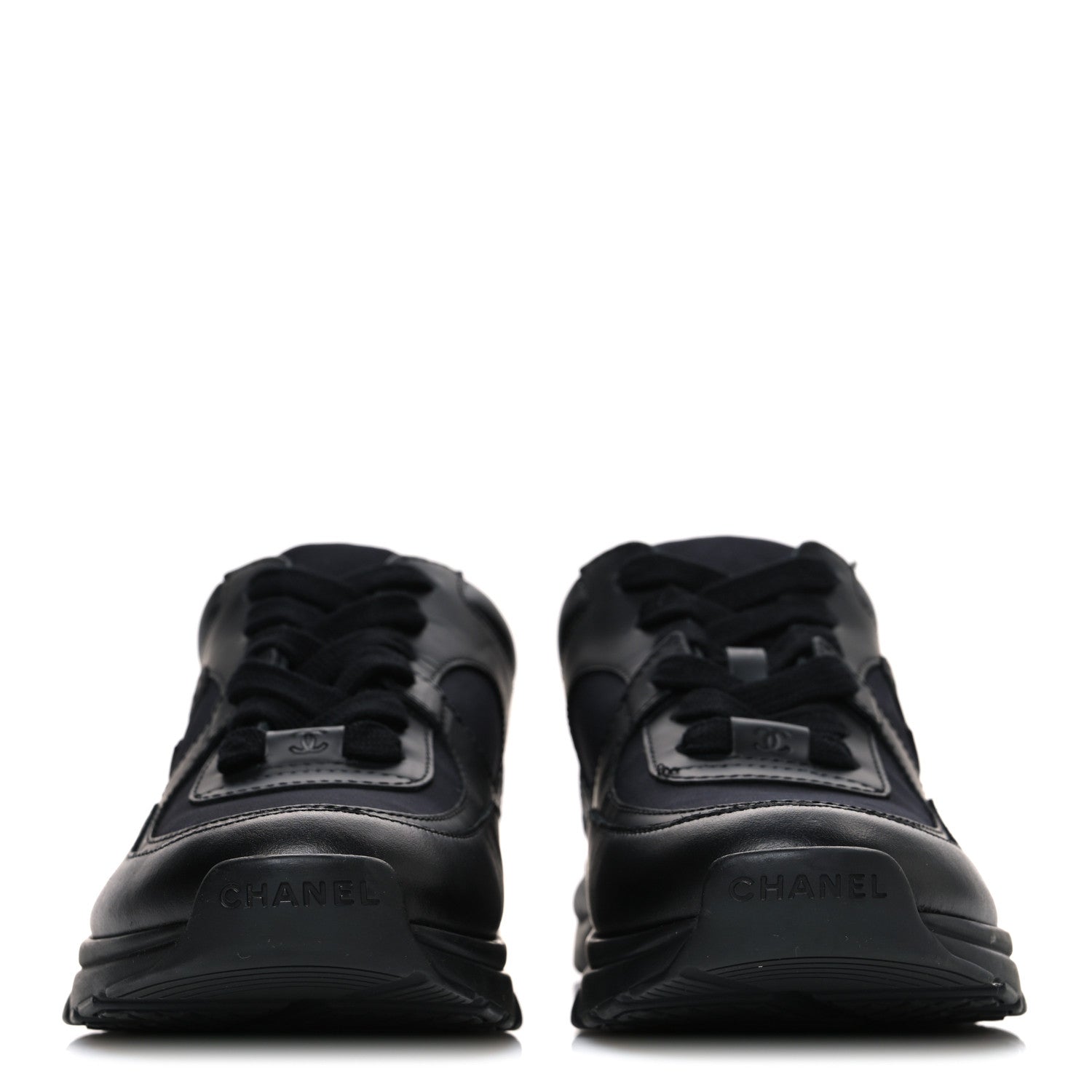 Chanel Lambskin Fabric CC Sneakers 36.5 Black 3 of 10