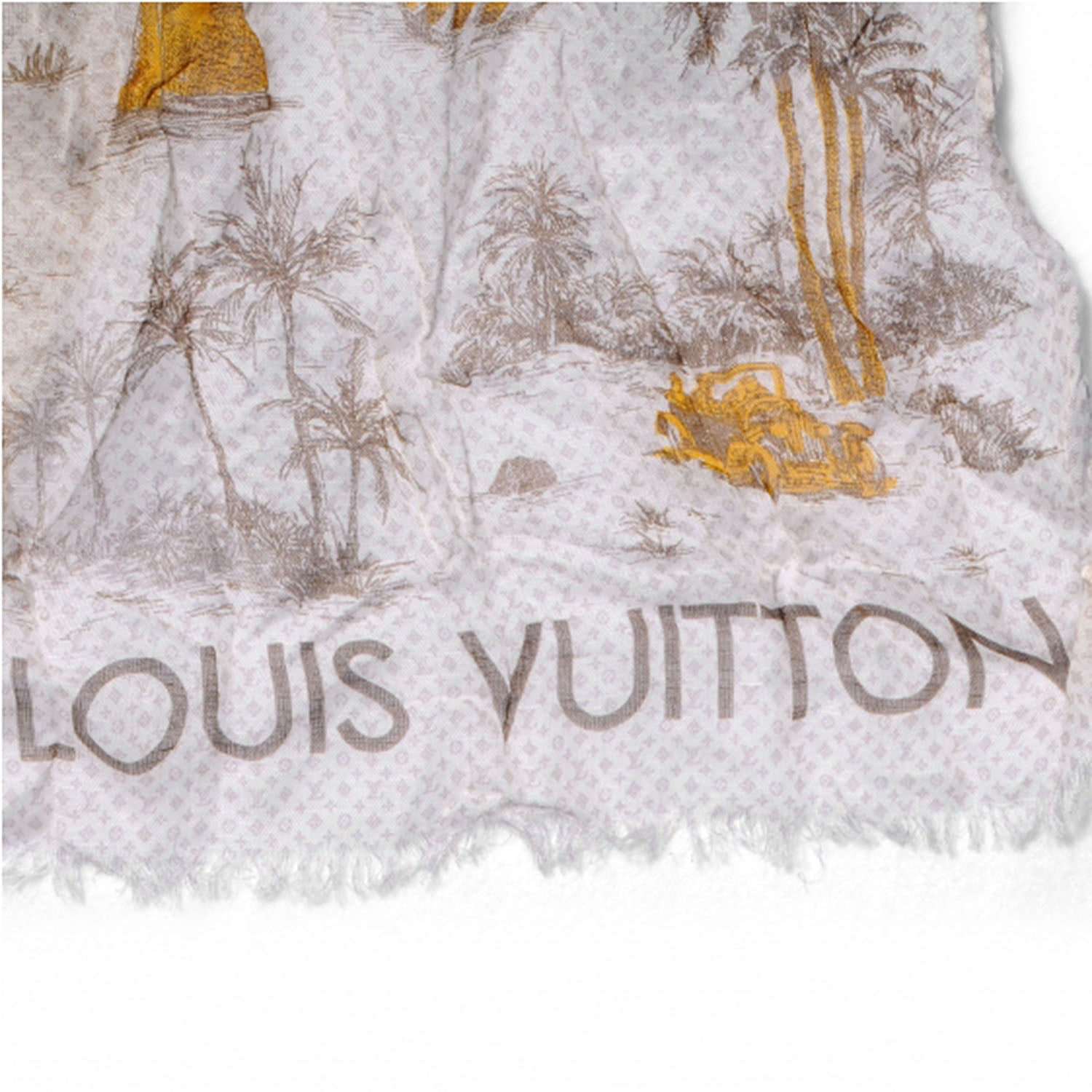 Louis Vuitton Cotton Linen Toile Etole De Louis Stole Beige 4 of 7