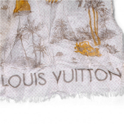 Louis Vuitton Cotton Linen Toile Etole De Louis Stole Beige 4 of 7