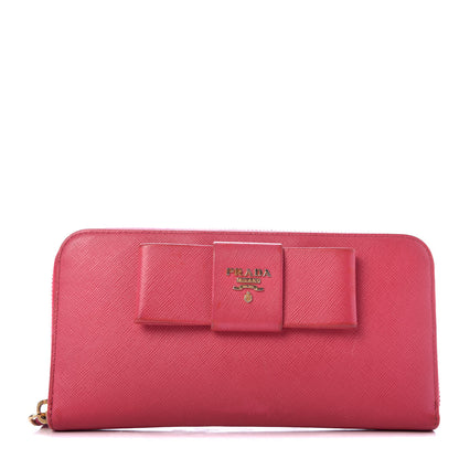 Prada Saffiano Fiocco Bow Zip Around Wallet Peonia 1 of 10
