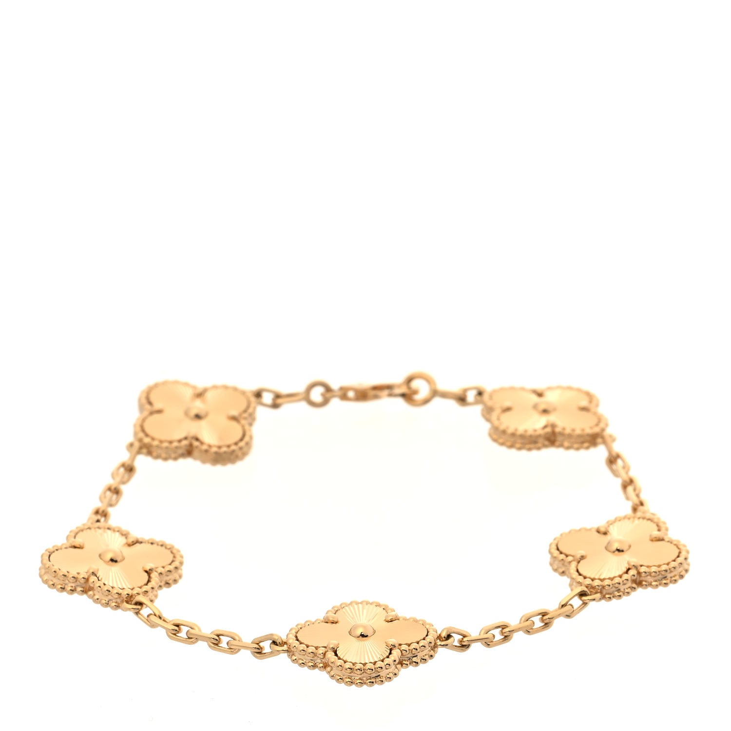 Van Cleef & Arpels 18K Yellow Gold 5 Motifs Guilloche Vintage Alhambra Bracelet 1 of 5