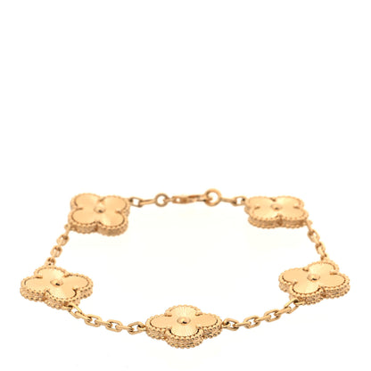Van Cleef & Arpels 18K Yellow Gold 5 Motifs Guilloche Vintage Alhambra Bracelet 1 of 5
