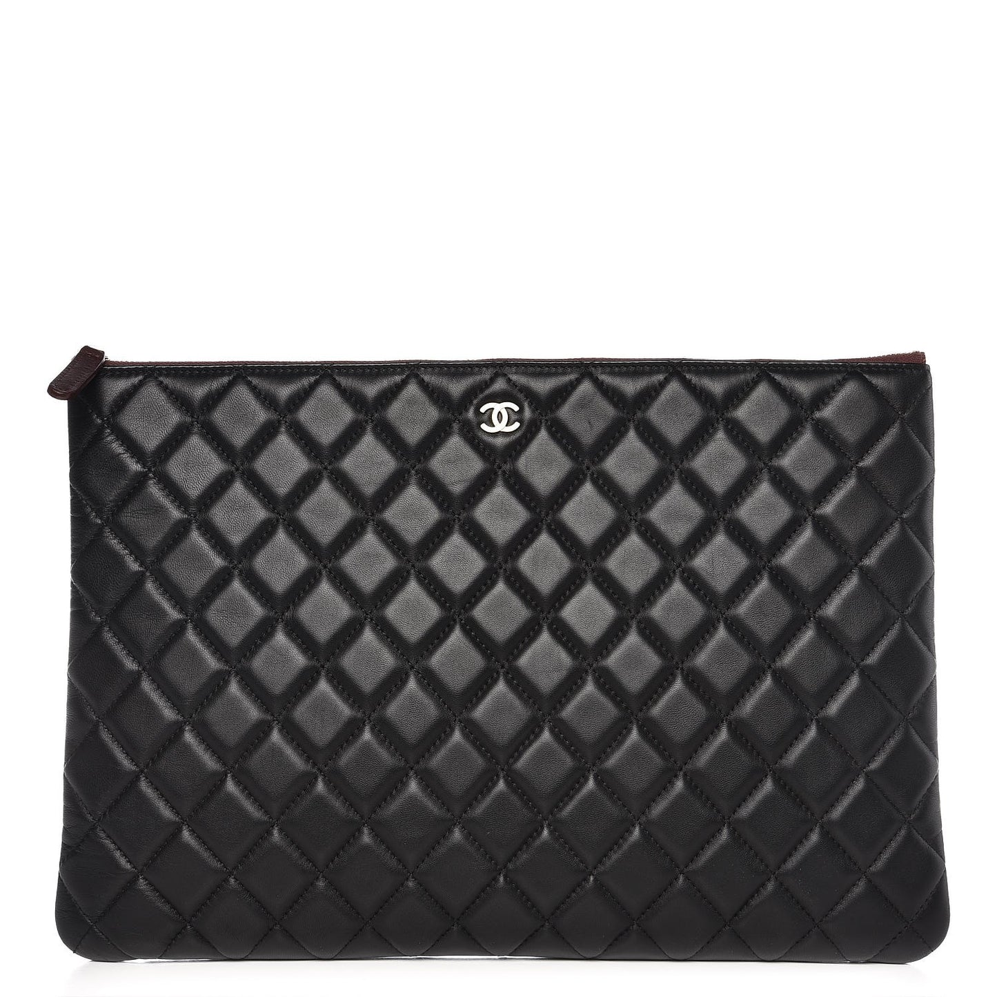 Lambskin Quilted Large Cosmetic Case Black