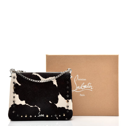 Christian Louboutin Calfskin Pony Hair Spiked Small Tribouli Shoulder Bag Brown Ivory Multimetal 9 of 9