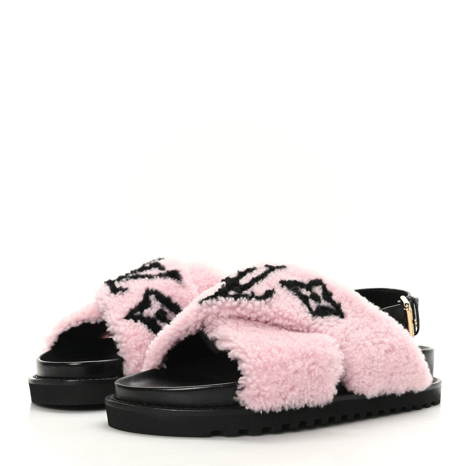 Louis Vuitton Shearling Calfskin Paseo Flat Comfort Sandal 41 Pink 3 of 8