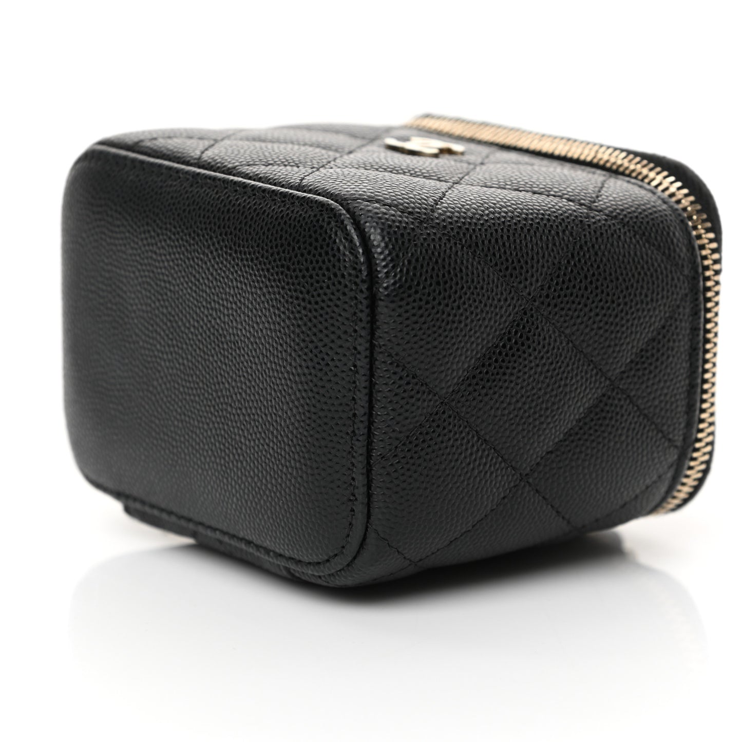 Caviar Quilted Mini Vanity Case With Chain Black