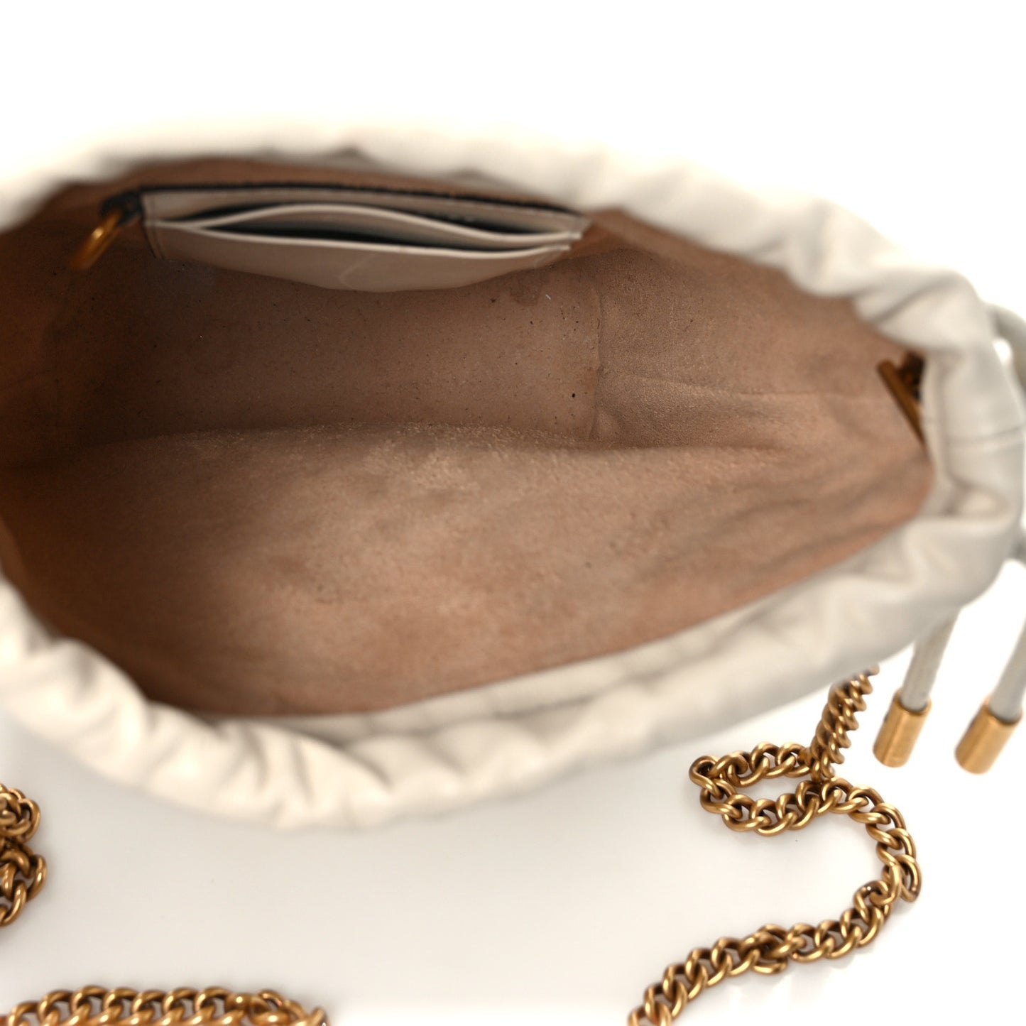 Calfskin Matelasse Mini GG Marmont 2.0 Bucket Bag White