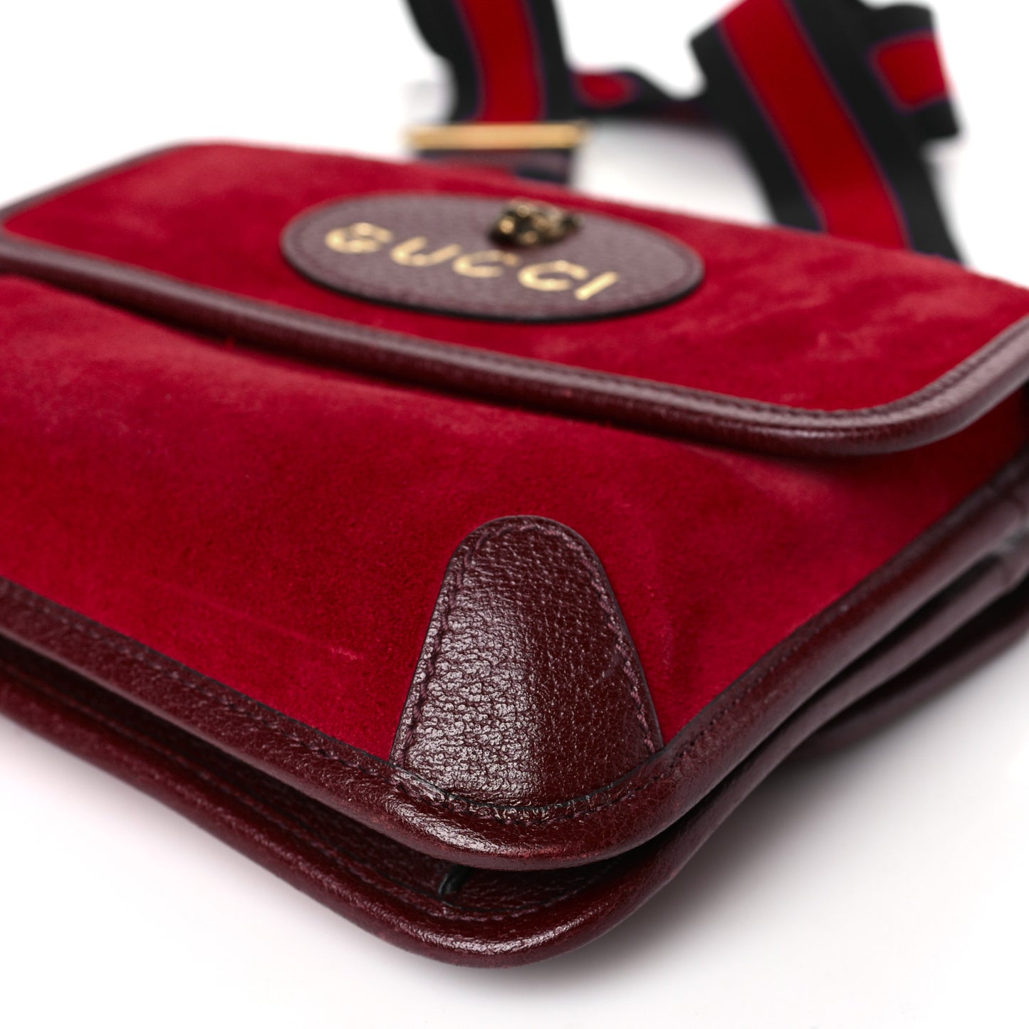 Suede Web Small Neo Vintage Double Flap Messenger Bag Romantic Cherry Chardonnay