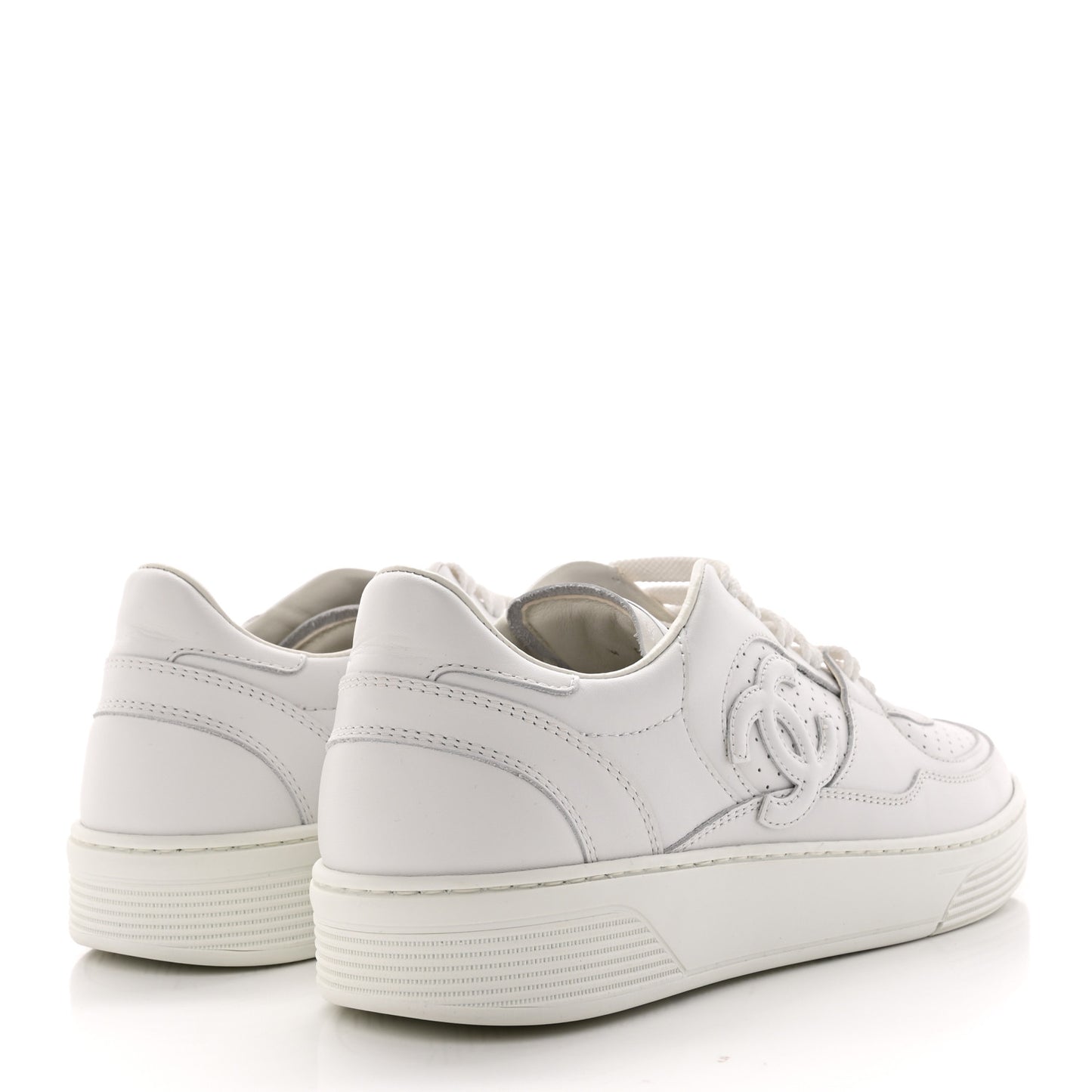 Calfskin CC Womens Sneakers 40.5 White