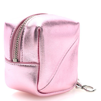 Saint Laurent Crinkled Lame Calfskin Jaime Cube Charm Keychain Violet 3 of 6