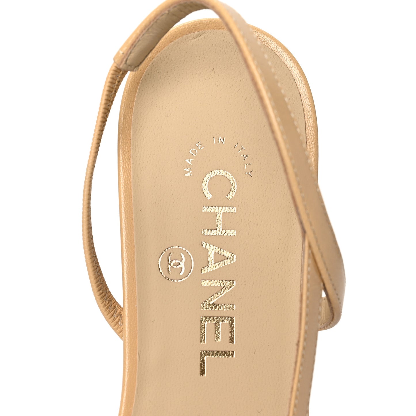 Goatskin Grosgrain Cap Toe CC Slingback Pumps 39.5 Beige Black