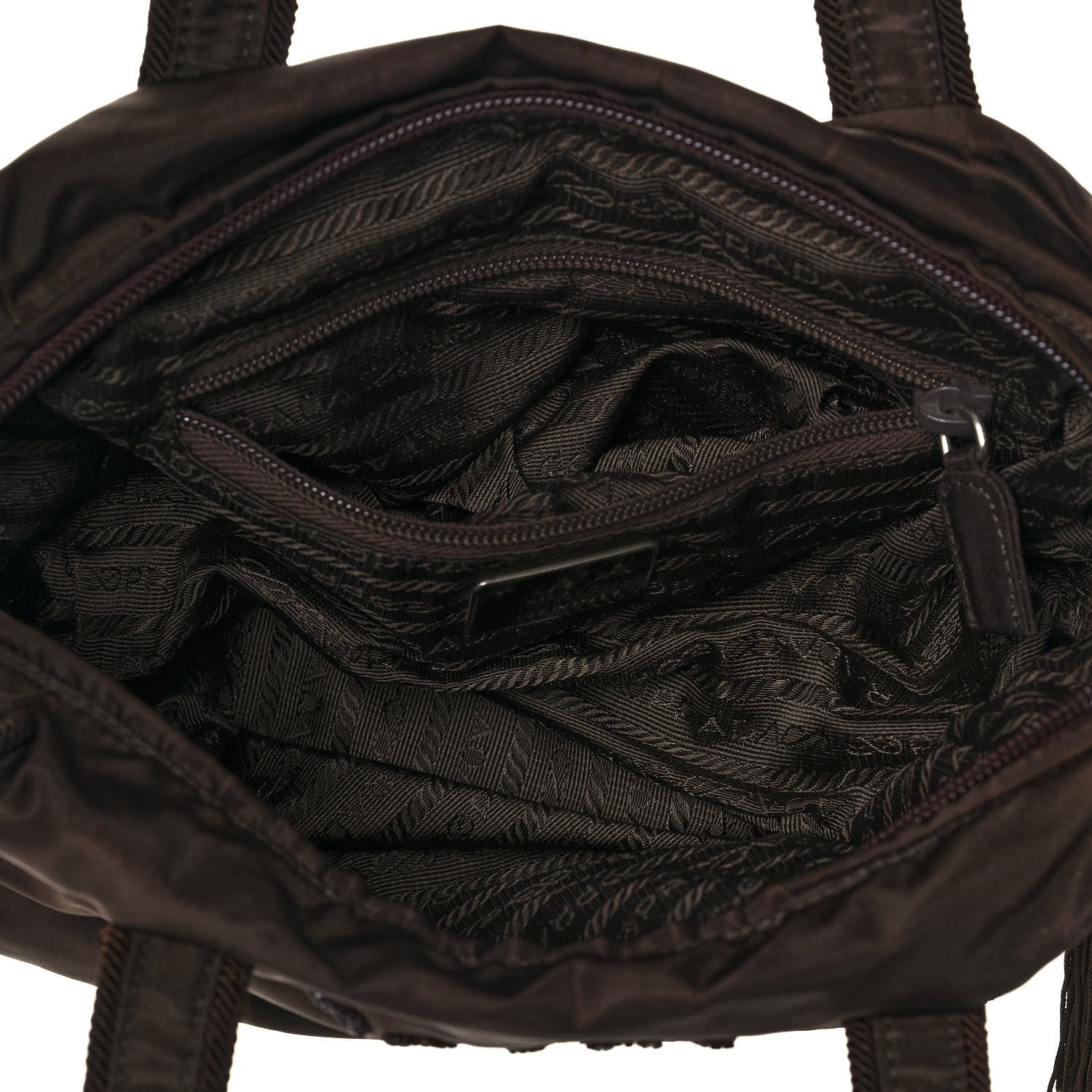 Prada Tessuto Nylon Beaded Tassel Shoulder Bag Brown 7 of 11