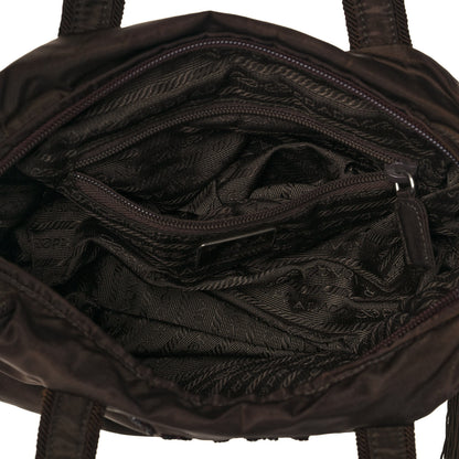 Prada Tessuto Nylon Beaded Tassel Shoulder Bag Brown 7 of 11