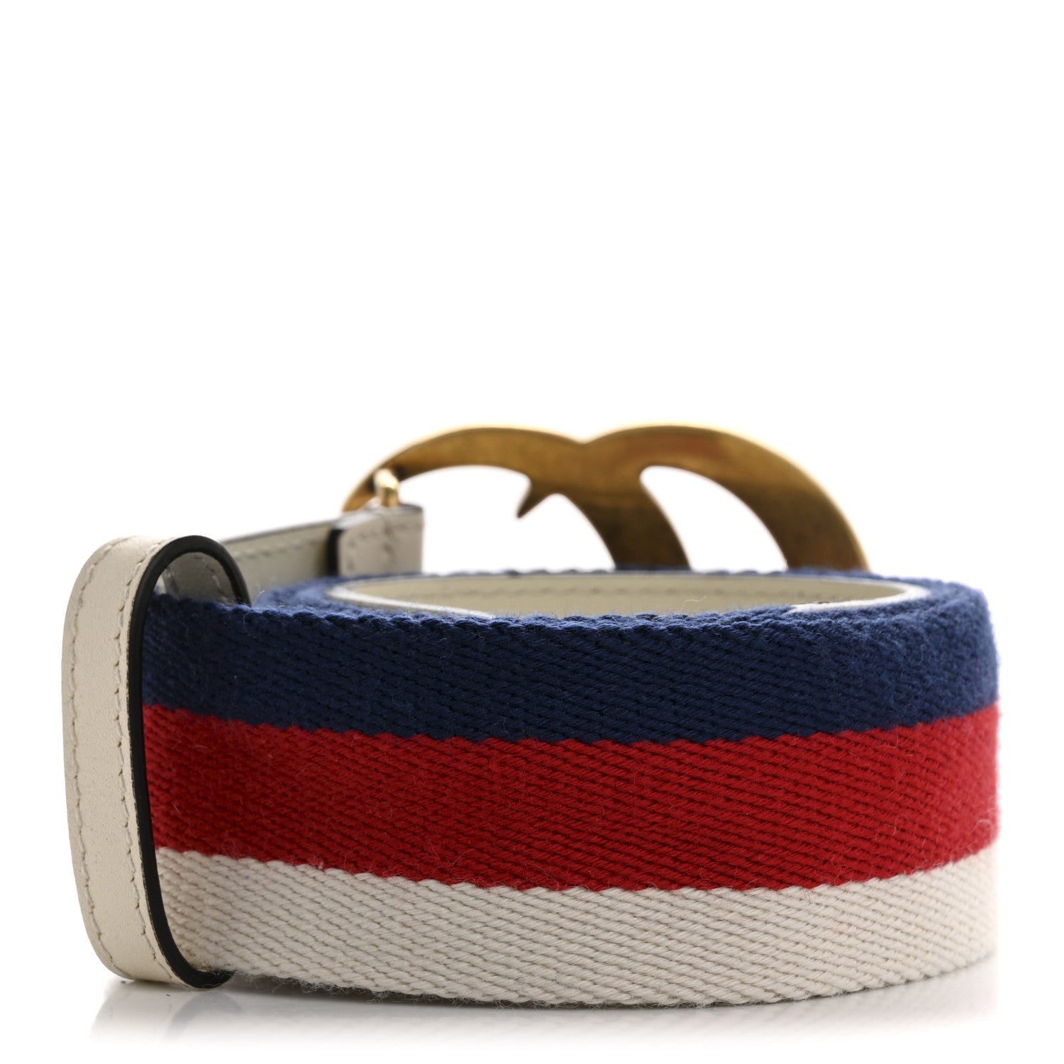 Gucci Nylon Calfskin Sylvie Web Double G 40mm Belt 85 34 Mystic White Hibiscus Red Maritime 2 of 8