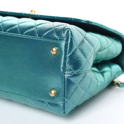 Chanel Metallic Caviar Quilted Small Coco Handle Flap Blue 9 of 10