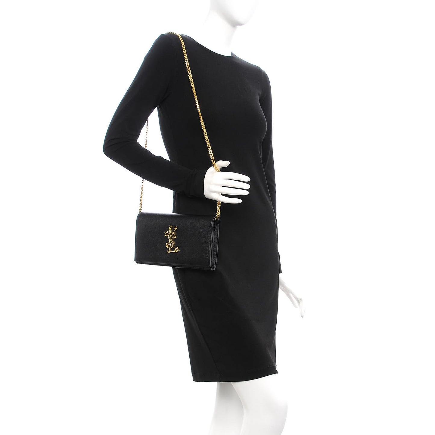 Grain De Poudre Star Studded Monogram Wallet on Chain Black