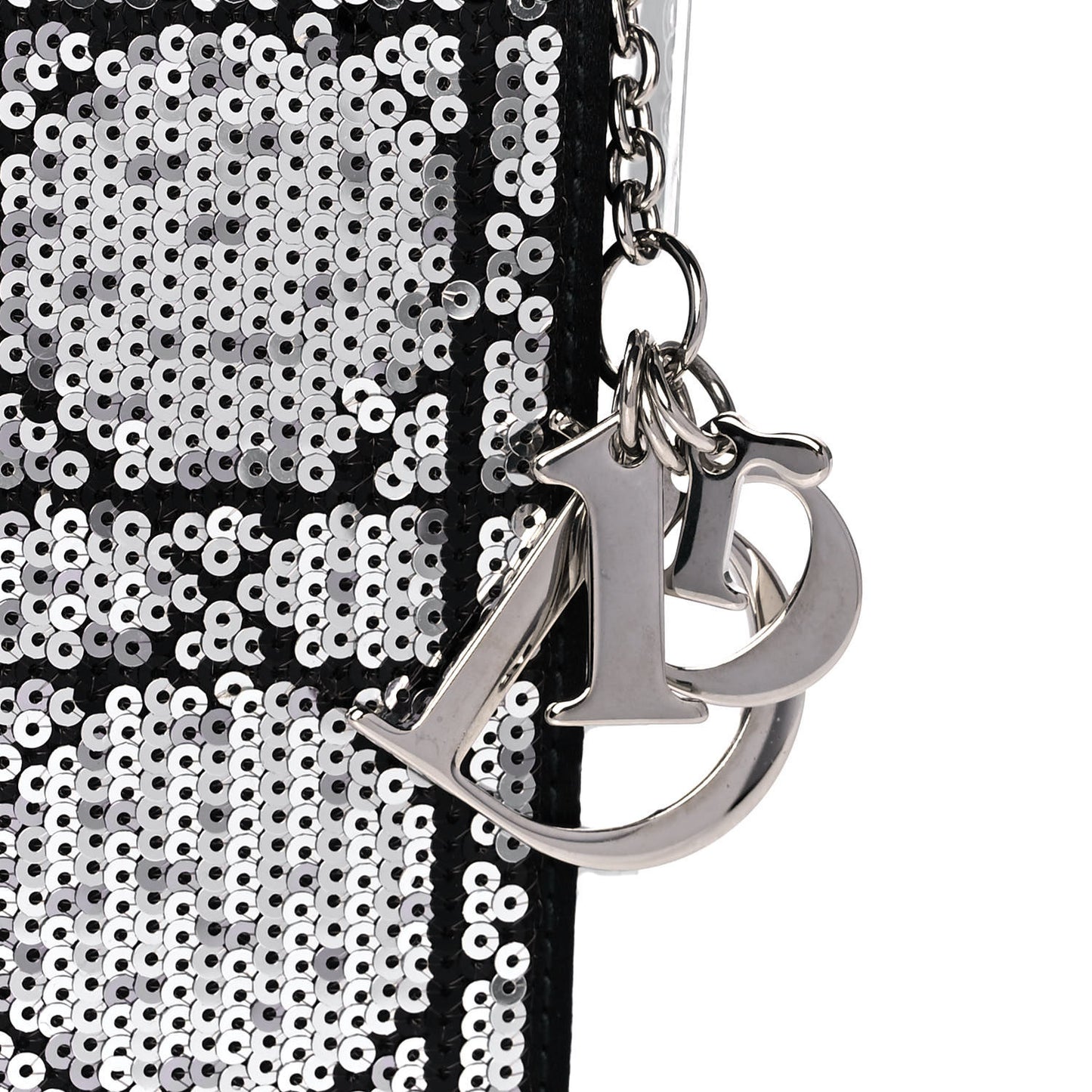Satin Sequin Cannage Rendezvous Chain Wallet Black Multicolor