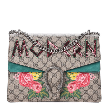 Gucci GG Supreme Monogram Embroidered Medium Dionysus Shoulder Bag Emerald 1 of 9