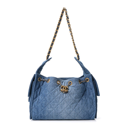 Chanel Washed Denim Quilted Small Chanel 25 Handbag Blue 1 of 10