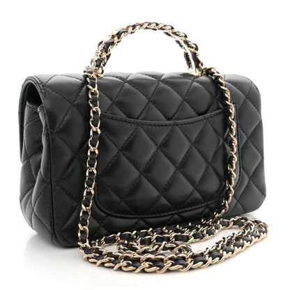 Chanel Lambskin Quilted Mini Crystal Top Handle Rectangular Flap Black 3 of 11