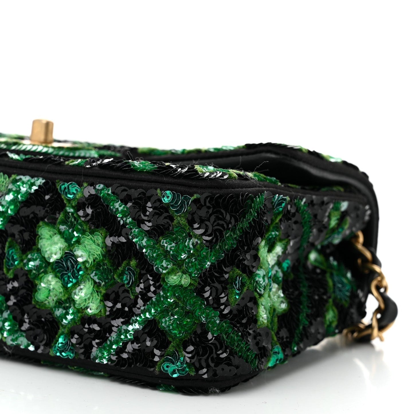 Sequin Mosaic Mini Rectangular Flap Green Black