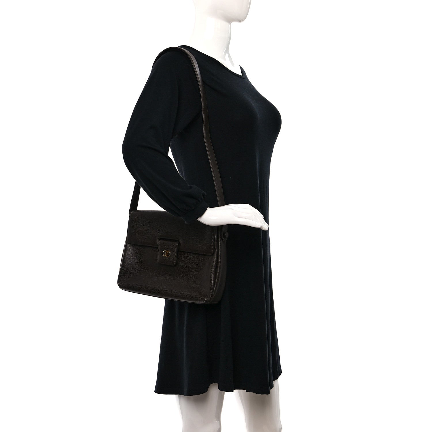Chanel Caviar Shoulder Bag Brown 2 of 9