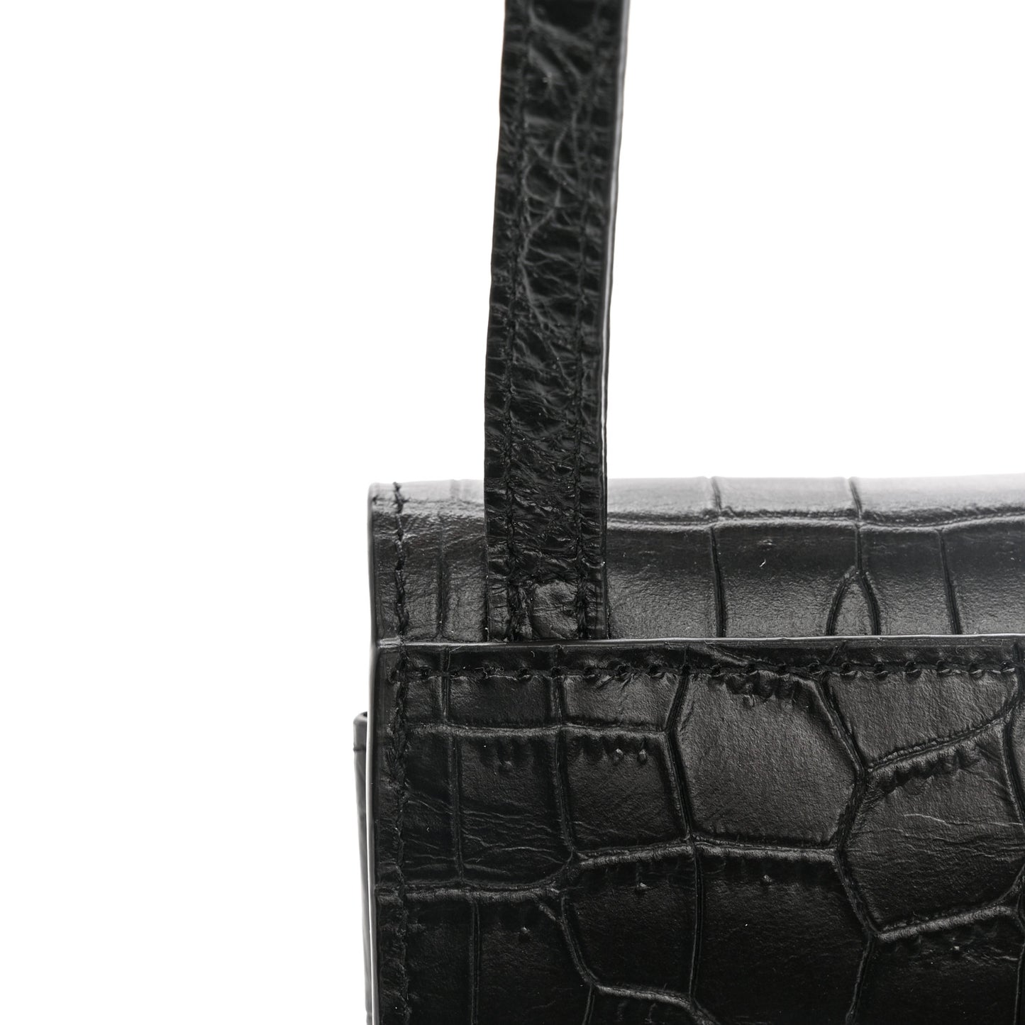 Calfskin Crocodile Embossed Phone Holder Crossbody Black