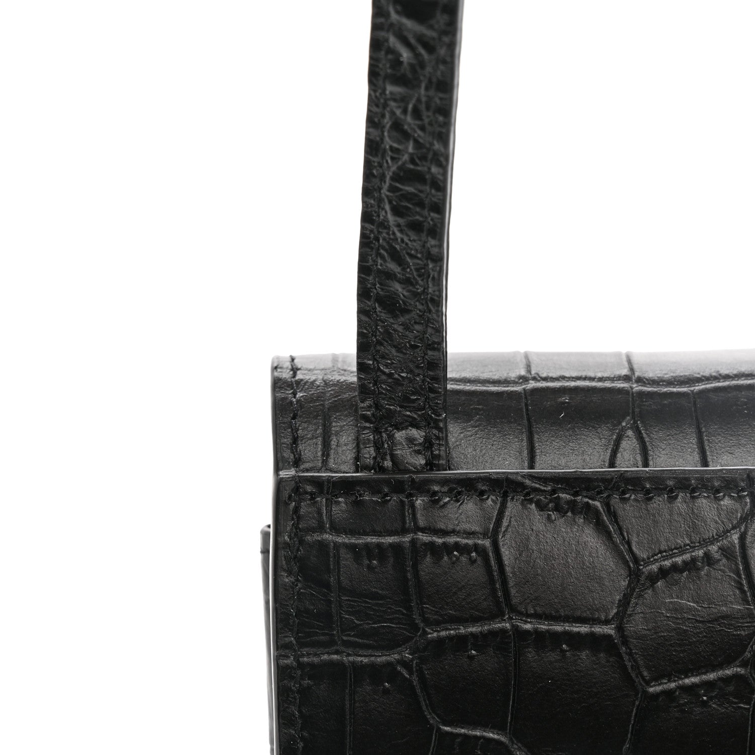 Saint Laurent Calfskin Crocodile Embossed Phone Holder Crossbody Black 12 of 13
