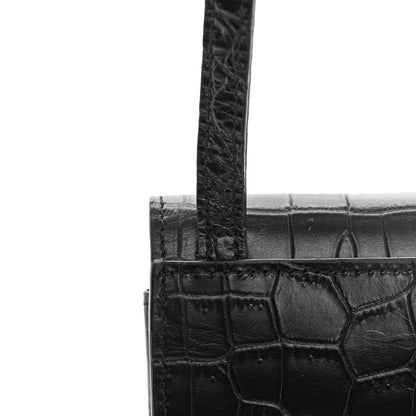 Saint Laurent Calfskin Crocodile Embossed Phone Holder Crossbody Black 12 of 13