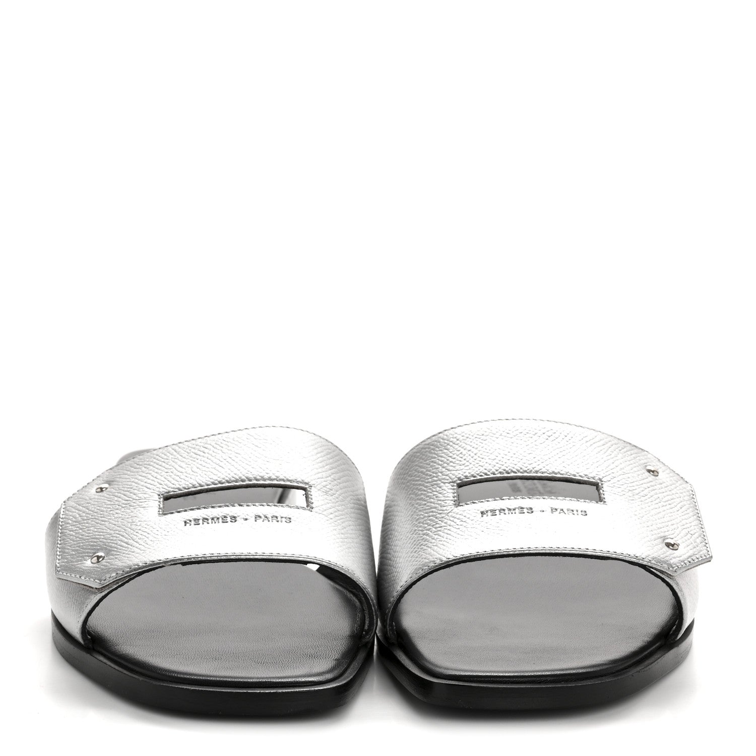 Hermes Epsom View Sandals 38 Argent 3 of 9