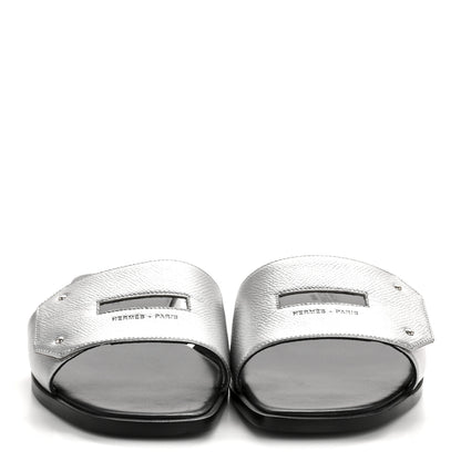 Hermes Epsom View Sandals 38 Argent 3 of 9