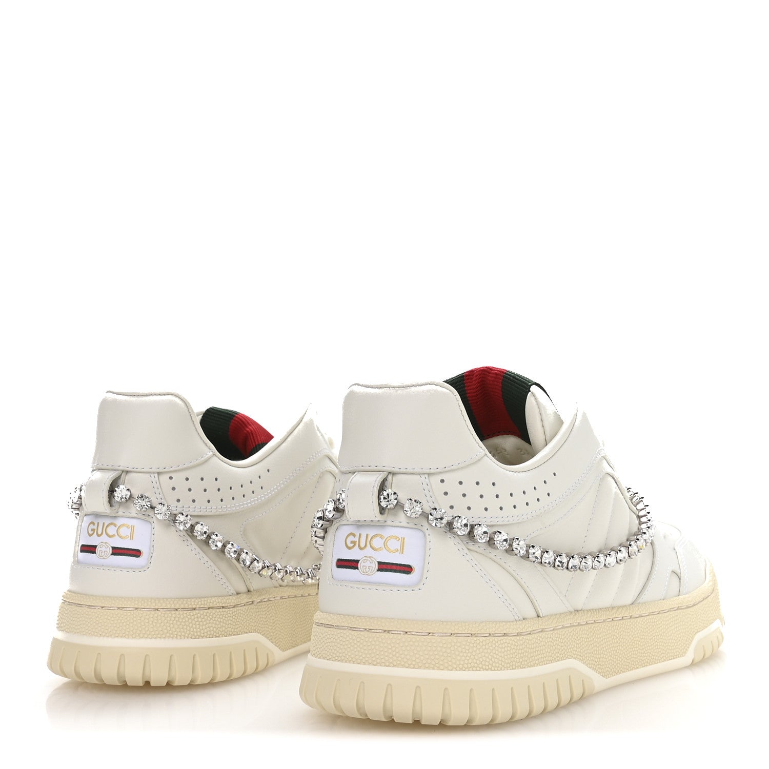 Gucci Calfskin Womens Re-Web Removable Crystal Sneakers 38.5 White 9 of 18