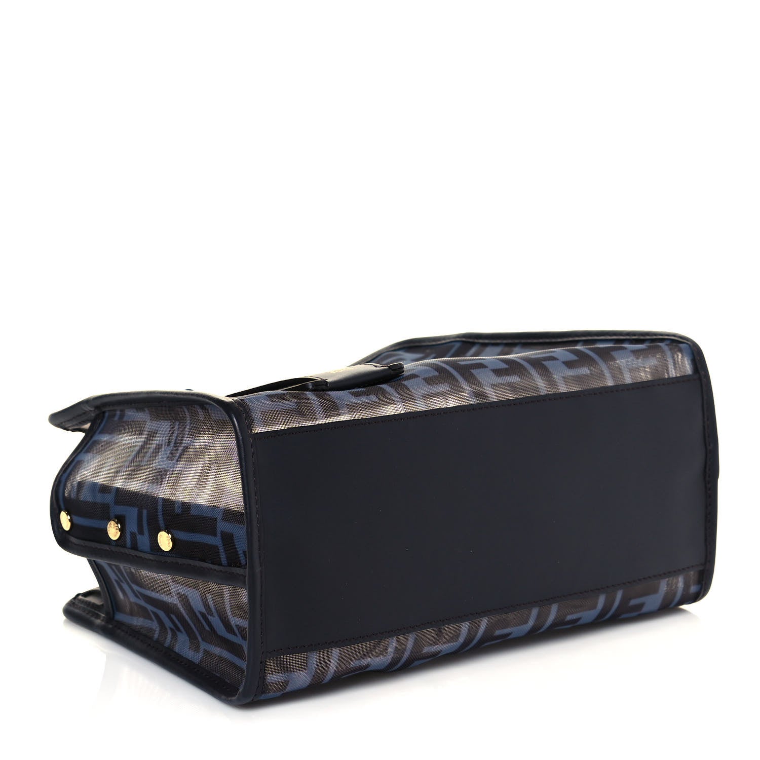 Fendi Mesh Vitello Century FF 1974 Mini Peekaboo Defender Cover Azzurro Black Ebano 3 of 14