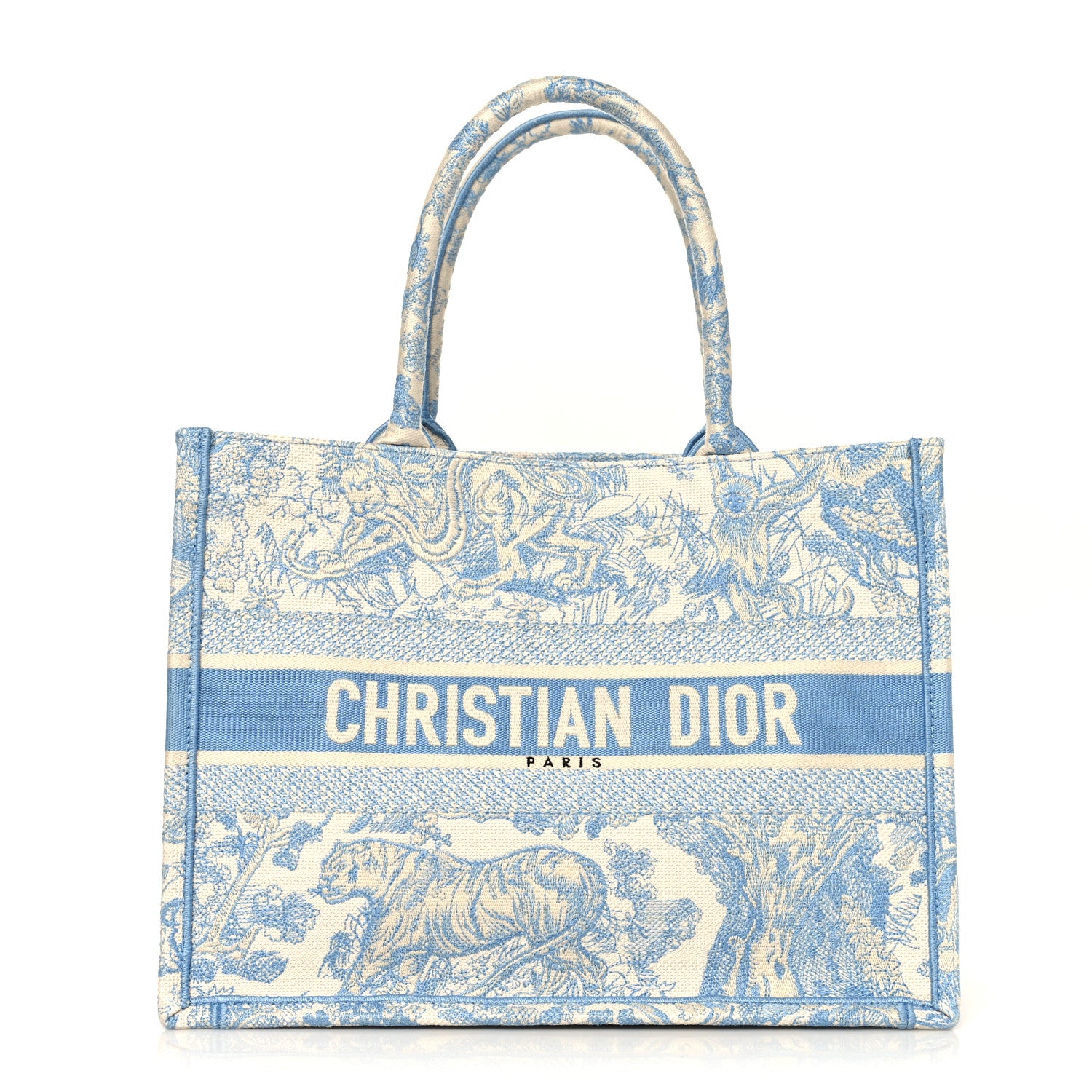 Christian Dior Canvas Embroidered Medium Dioriviera Toile De Jouy Book Tote Light Blue 1 of 10
