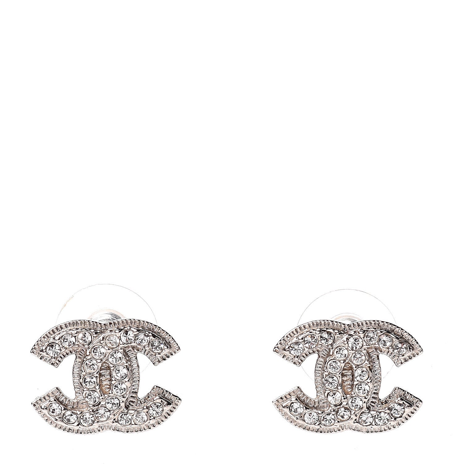 Chanel Crystal CC Earrings Silver 1 of 5