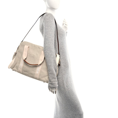 Chloe Canvas Denim Woody Diaper Bag Beige Pink 2 of 10