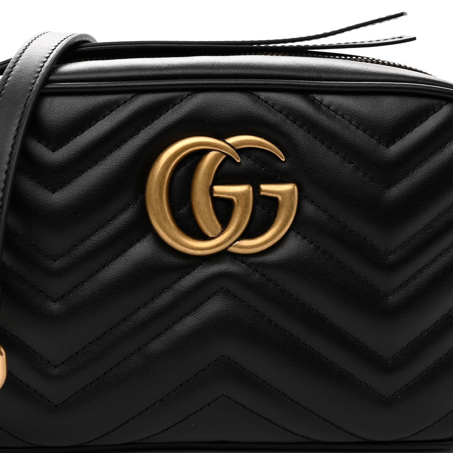 Calfskin Matelasse Small GG Marmont Chain Shoulder Bag Black