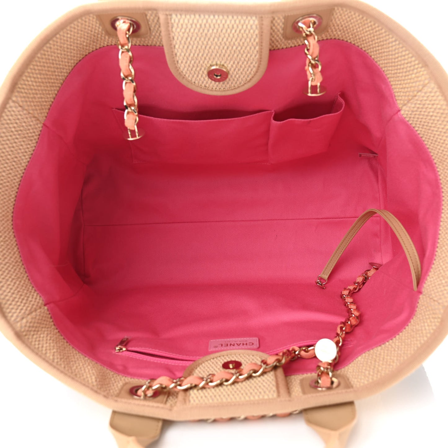 Straw Raffia Calfskin Striped Large Deauville Tote Black Beige Ivory