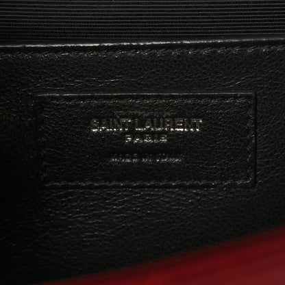 Saint Laurent Grain De Poudre Textured Mixed Matelasse Triquilt Medium Monogram Satchel New Red 6 of 9