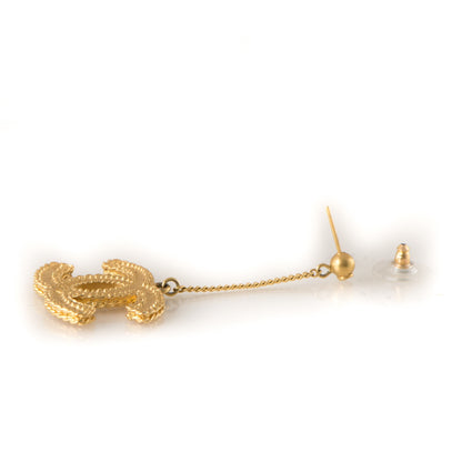 Chanel CC Drop Earrings Matte Gold 3 of 5