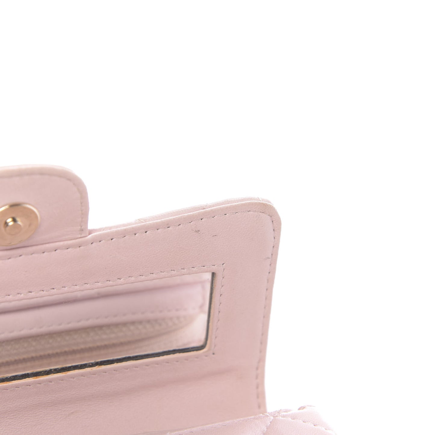Lambskin Quilted Flap Cosmetic Case Light Pink