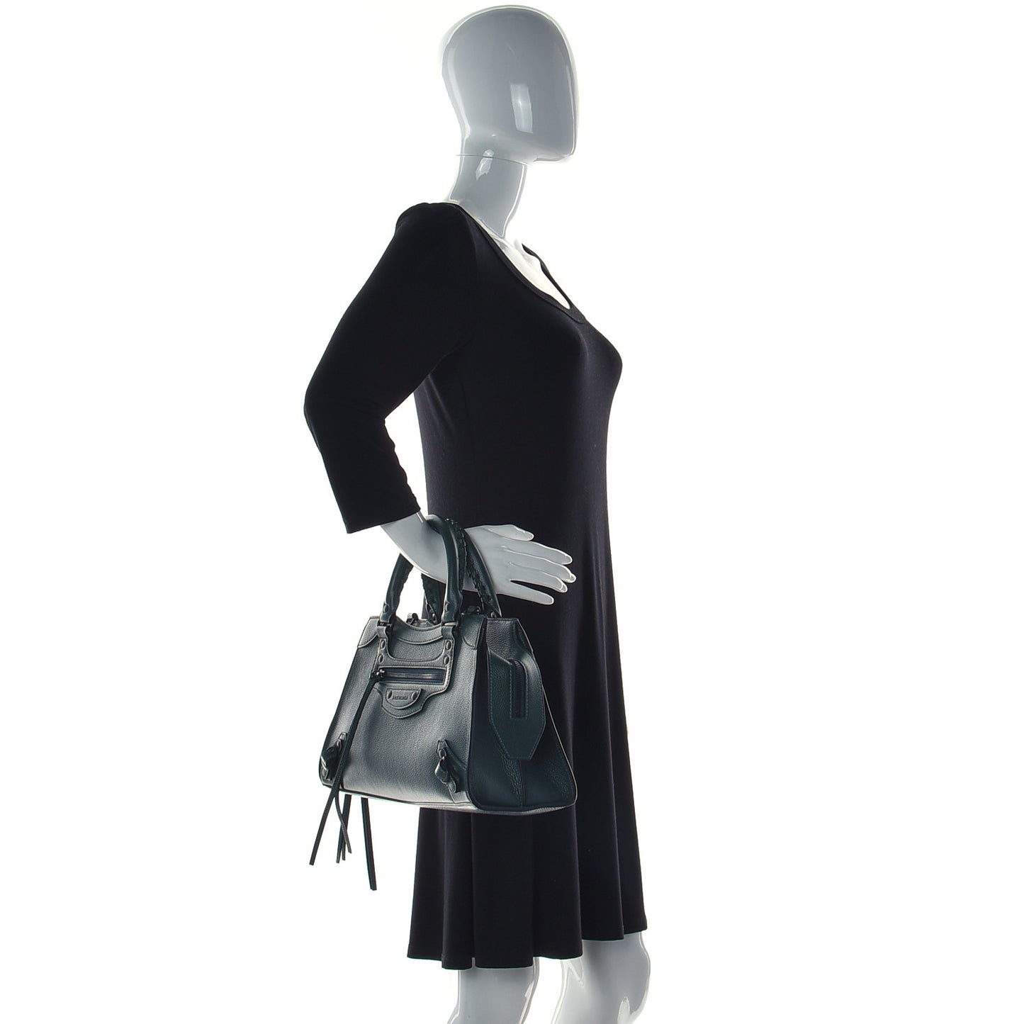 Grained Calfskin Neo Classic Matte Black Hardware S City Forest Green