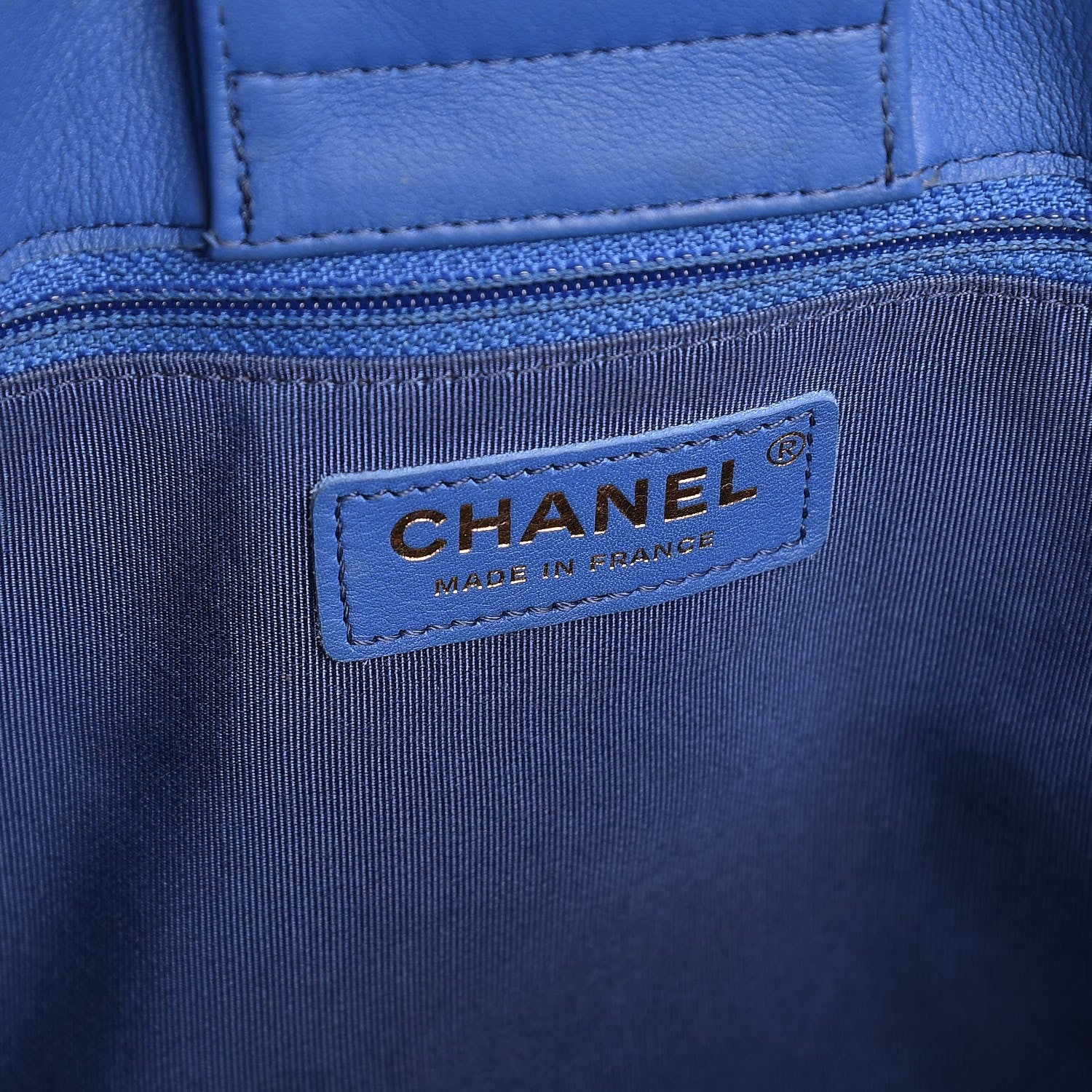 Chanel Calfskin Quilted Large CC Shopping Tote Blue 6 of 14