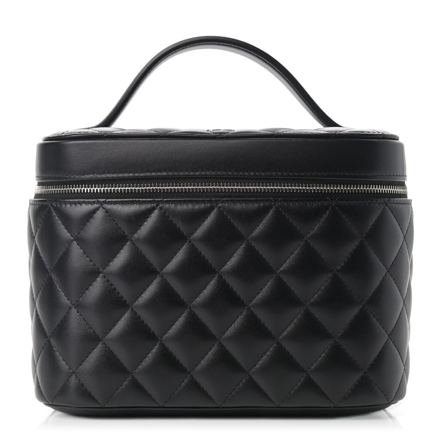 Lambskin Quilted Large Vanity Pouch Black