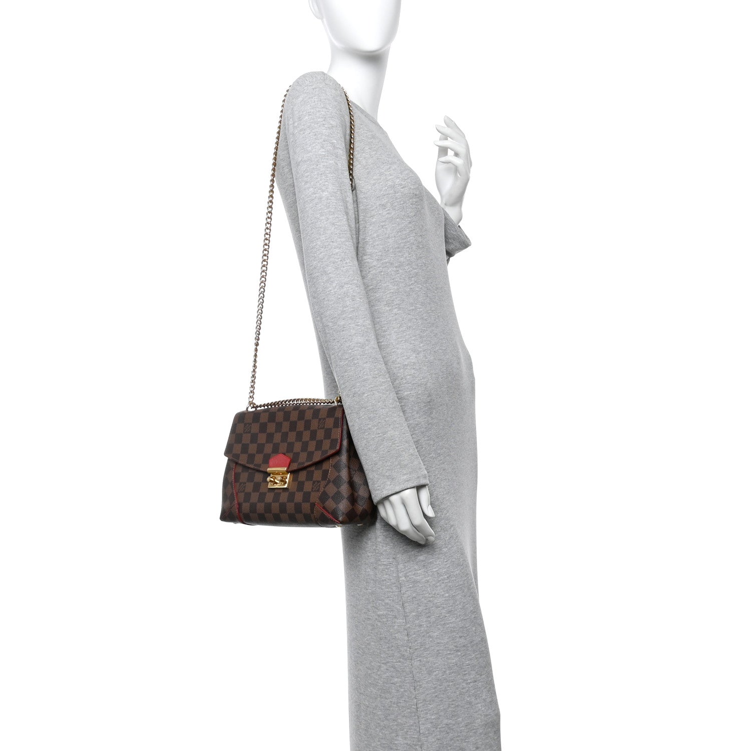 Louis Vuitton Damier Ebene Caissa Clutch Cherry Cherry 2 of 12