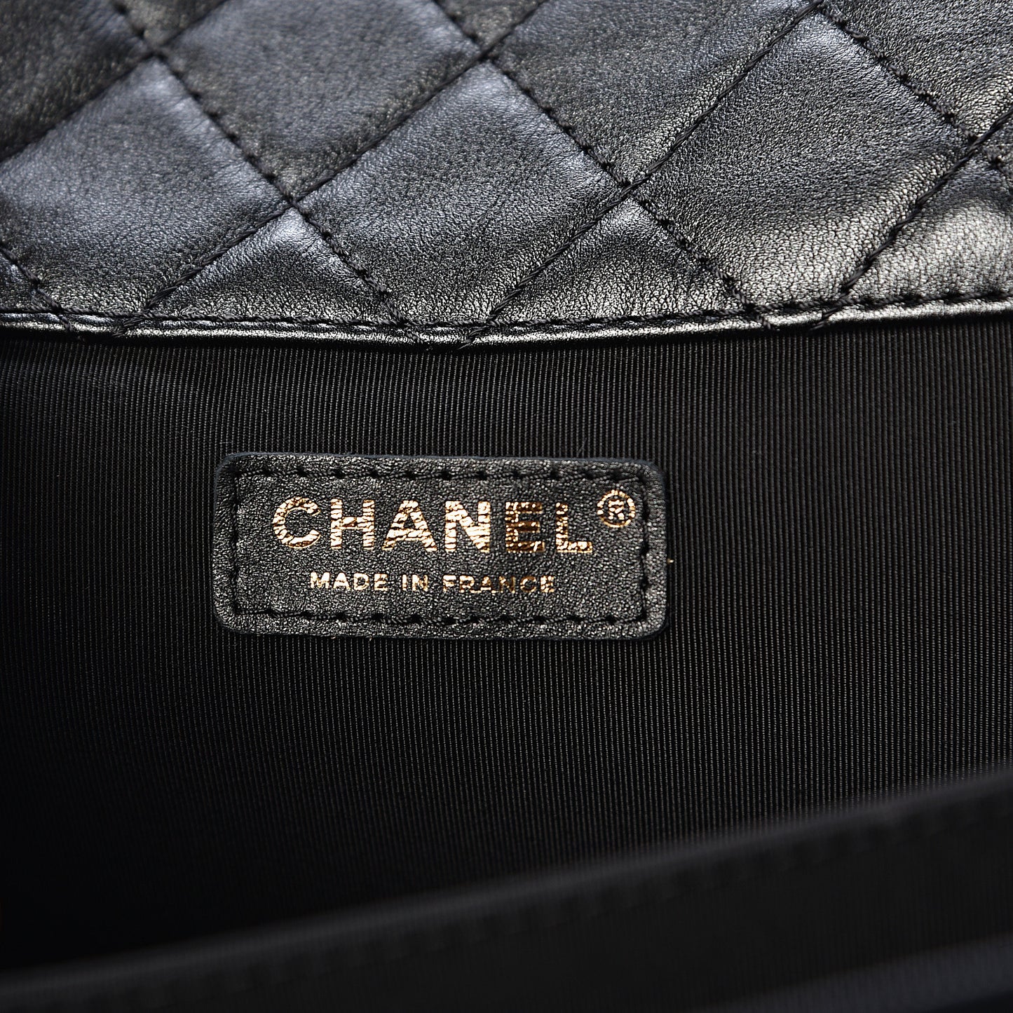 Metallized Calfskin Quilted XXL Travel Flap Bag Black