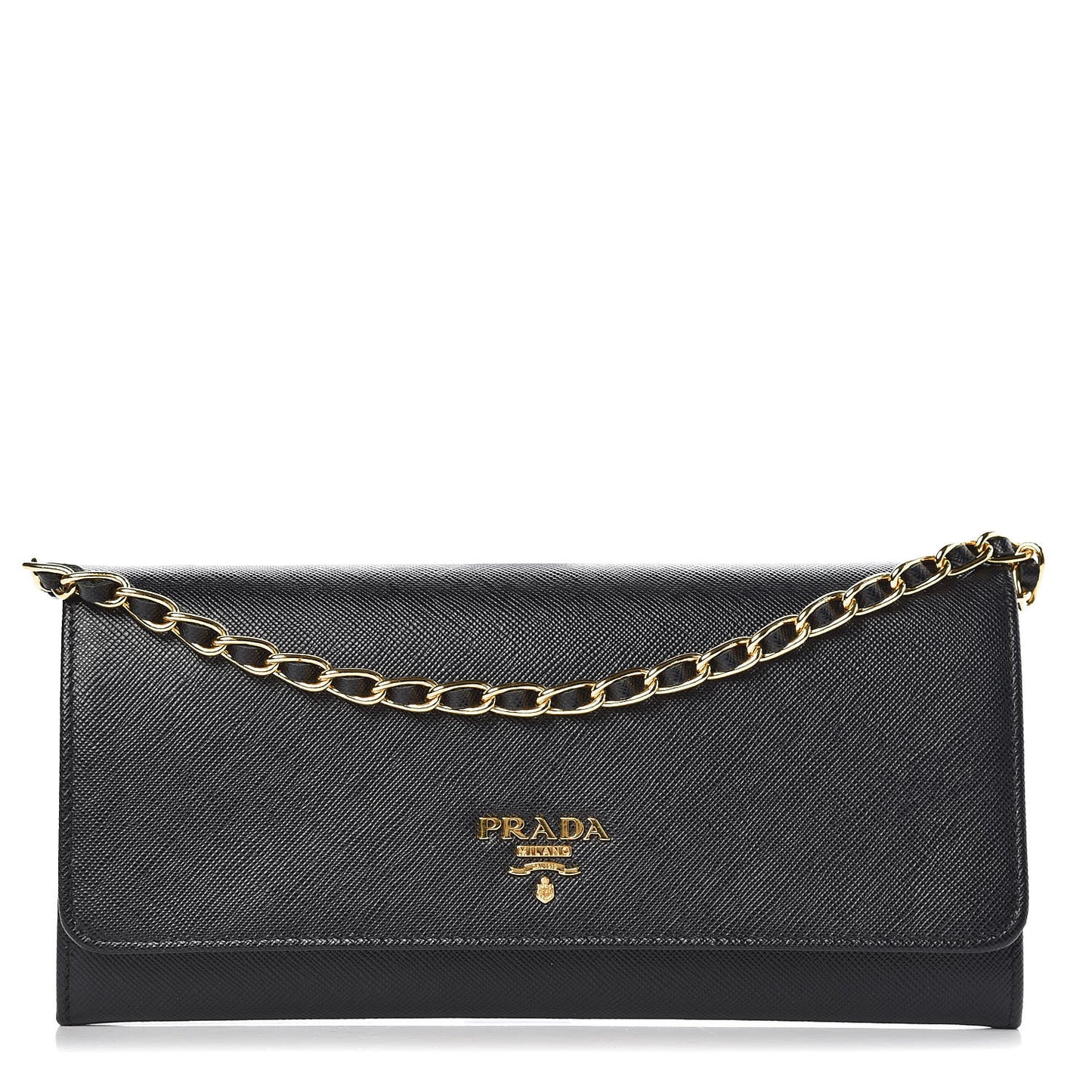 Saffiano Metal Oro Chain Wallet Black