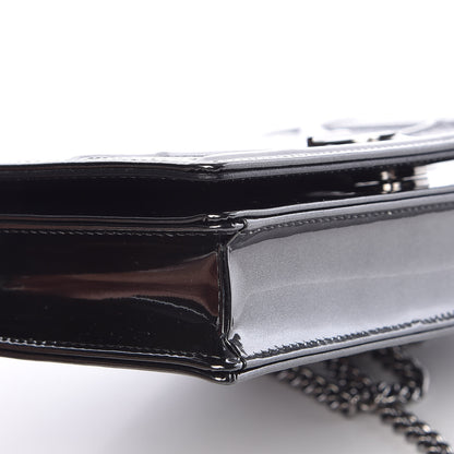 Christian Dior Metallic Patent Micro-Cannage Diorama Wallet on Chain Pouch Black 8 of 9
