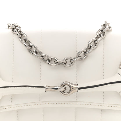 Gucci Nappa Vertical Matelasse Medium Maxi Horsebit Chain Shoulder Bag Mystic White 8 of 13